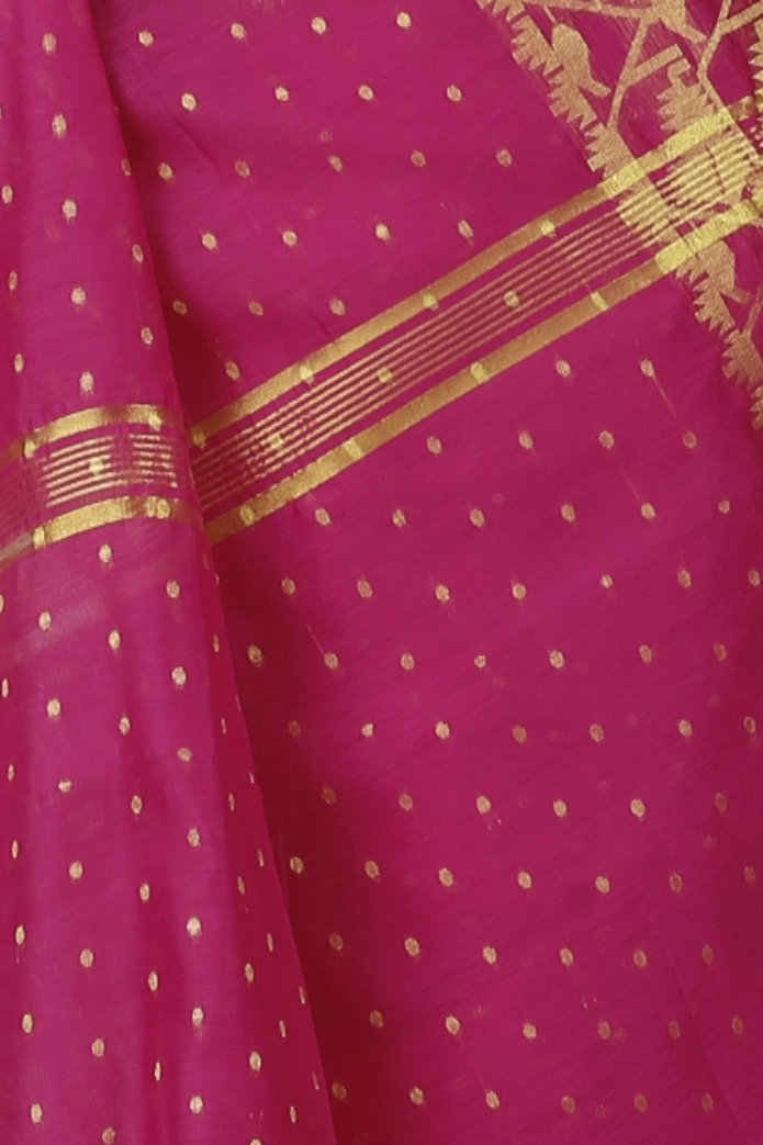 Pink Blended Cotton Temo Hand Loom Saree (1263)